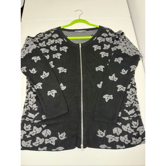 Backstage Women’s Bohemian Knit Full Zip Cardigan Leaf Print Size XL See Notes - Picture 4 of 7